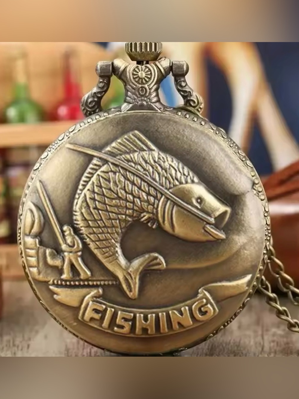 Vintage fishing pocket watch